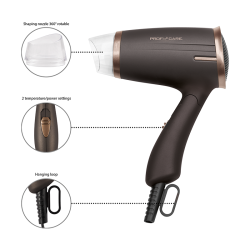 Folding hair dryer 1400W Proficare brown PC-HT 3009 Brown