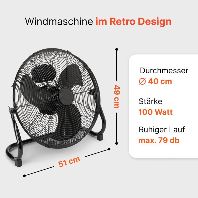 Stainless steel designer air fan Black 40cm Proficare PC-VL 3065 WM Black