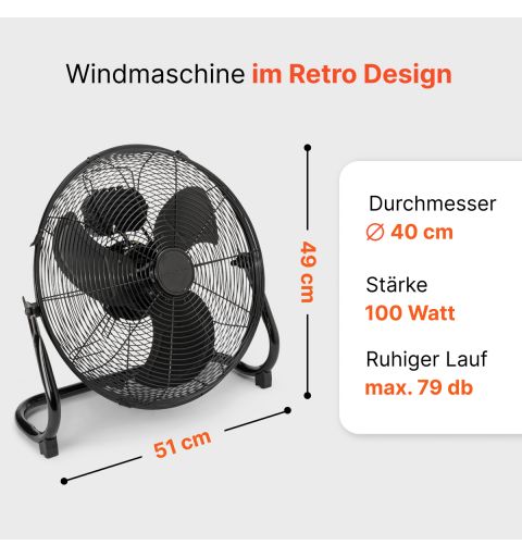 Stainless steel designer air fan Black 40cm Proficare PC-VL 3065 WM Black