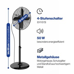 Proficare PC-VL3064MS-Black 40cm Design Stand Fan
